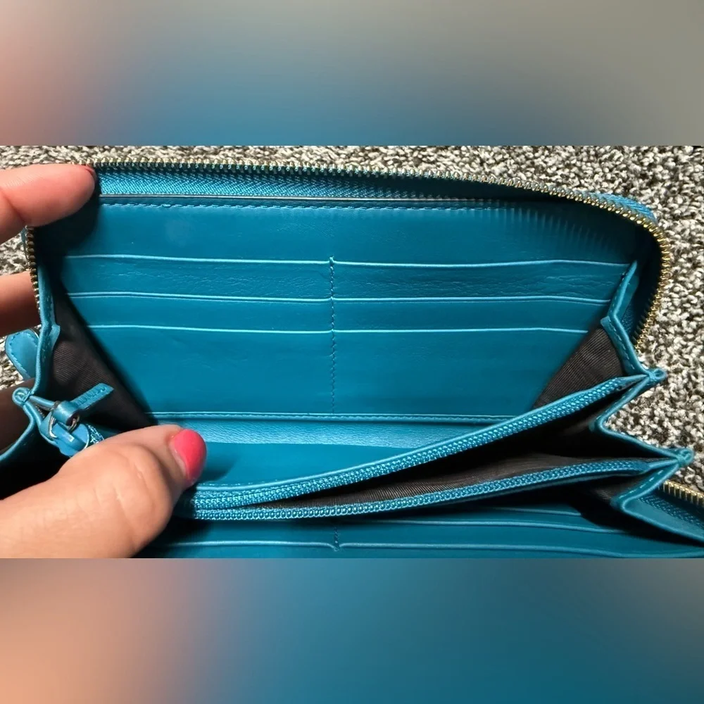Gucci microguccissima blue zip around long wallet